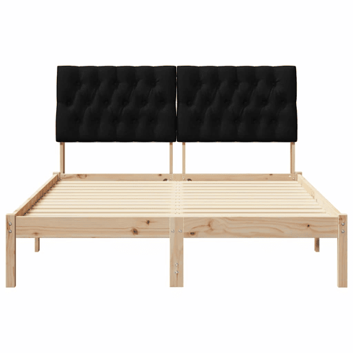 Estrutura de Cama de casal moderno com Cabeceira Estofada Castanho 135 x 190 cm