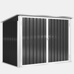 Outsunny Abrigo para Contentor de Lixo Duplo Abrigo para Exterior em Aço Galvanizado com Tampa Elevável e Portas Duplas para Jardim e Exterior 179,5x108x129,5 cm Cinzento Escuro