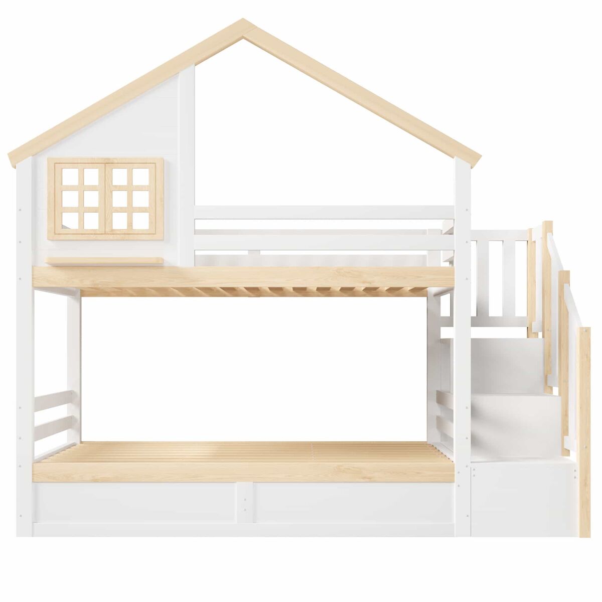 cama litera 90x200 cm - hidraulica con barrera de cama almacenamiento bajo la cama decoracion de ventana y casa - blanco  natural
