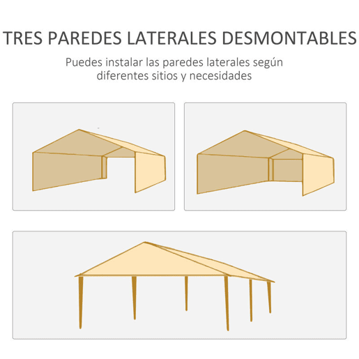 Outsunny Tenda de Jardim 6x3 m Pérgola com 4 Paredes Laterais e 2 Janelas Visíveis, Estrutura de Aço, Anti-UV, Impermeável, Gazebo para Terraço, Exterior, Cinzento Escuro
