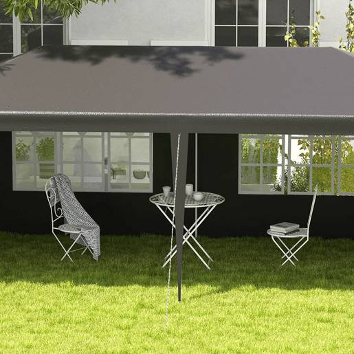 Outsunny Tenda de Jardim 6x3 m Pérgola com 4 Paredes Laterais e 2 Janelas Visíveis, Estrutura de Aço, Anti-UV, Impermeável, Gazebo para Terraço, Exterior, Cinzento Escuro