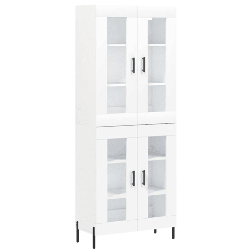 Armário alto - Bufete - Móvel de apoio 69,5x34x180 cm derivados de madeira branco pt683
