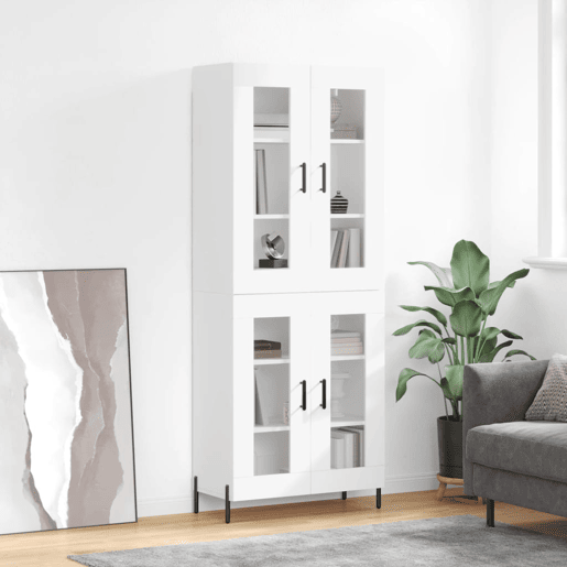 Armário alto - Bufete - Móvel de apoio 69,5x34x180 cm derivados de madeira branco pt683