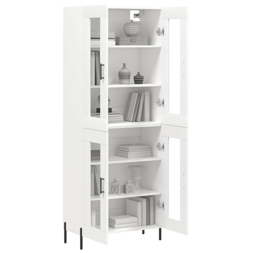 Armário alto - Bufete - Móvel de apoio 69,5x34x180 cm derivados de madeira branco pt683