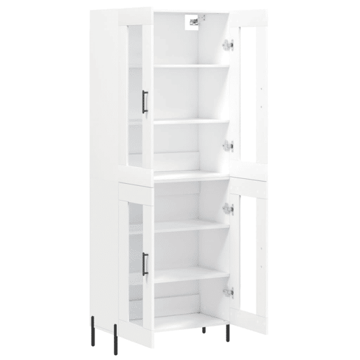 Armário alto - Bufete - Móvel de apoio 69,5x34x180 cm derivados de madeira branco pt683