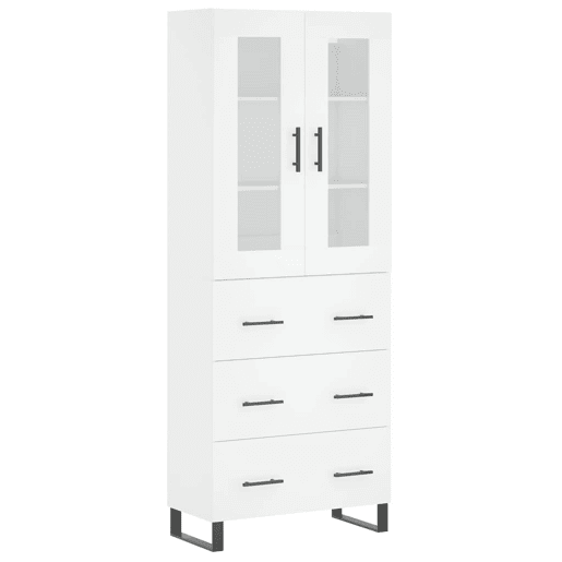 Armário alto - Bufete - Móvel de apoio 69,5x34x180 cm derivados de madeira branco pt692