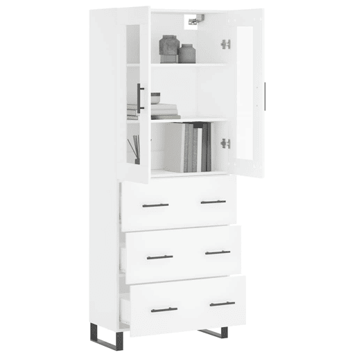Armário alto - Bufete - Móvel de apoio 69,5x34x180 cm derivados de madeira branco pt692