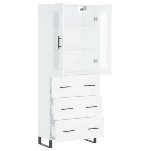 Armário alto - Bufete - Móvel de apoio 69,5x34x180 cm derivados de madeira branco pt692