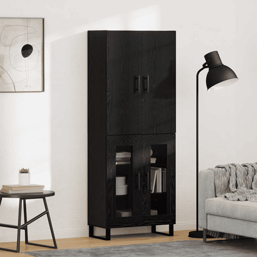 Aparador - Bufete - Móvel de apoio 2 pcs Carvalho Preto 69,5 x 34 x 180 cm pt255