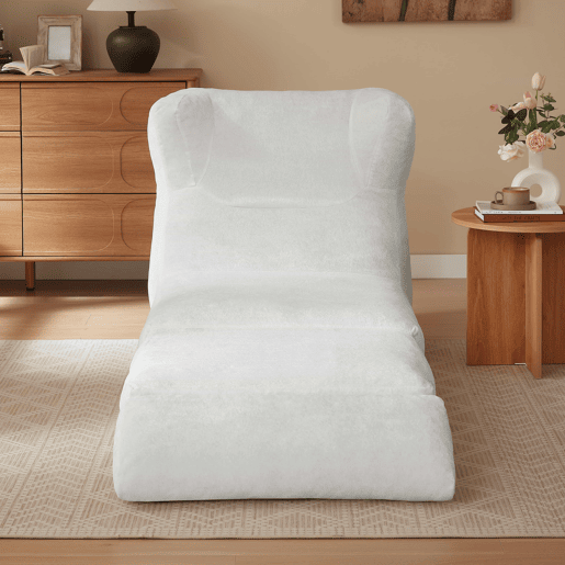 Sofá Relax Chenilla - Design exclusivo, conversível em poltrona reclinável - Cor branca