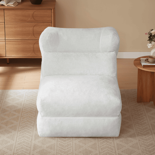 Sofá Relax Chenilla - Design exclusivo, conversível em poltrona reclinável - Cor branca