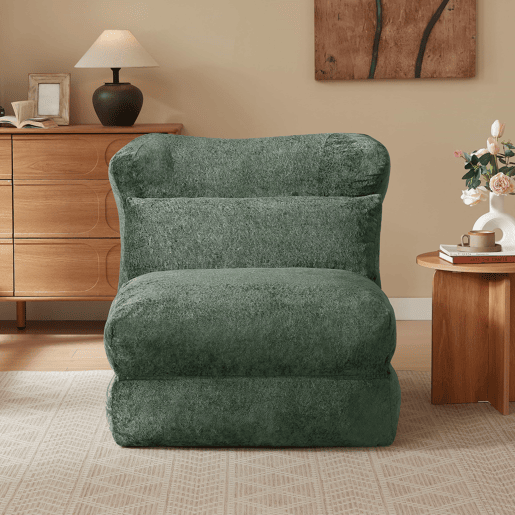 Sofá relax de 1 lugar - Design moderno, formato exclusivo, transformável em chaise longue - Verde