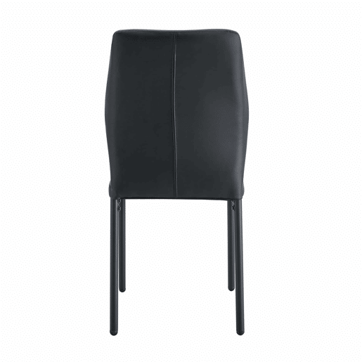 Conjunto de 4 cadeiras para sala de jantar - Encosto em PU preto com padrão vertical + pernas metálicas pretas - Cor preta