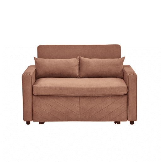 Sofá-cama de 2 lugares - Design deslizante, porta USB, ideal para descansar - Laranja