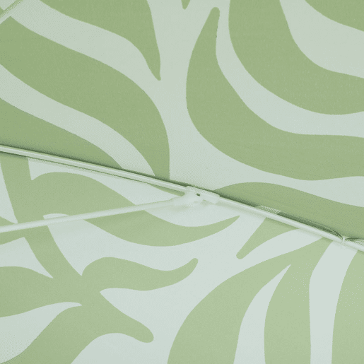 Outsunny Chapéu de Sol de Praia com Franjas Ø180 cm Chapéu de Sol de Terraço Exterior com Altura Ajustável Inclinação Ancoragem na Areia e Bolsa de Transporte UPF30+ Estampado de Folhas Verde