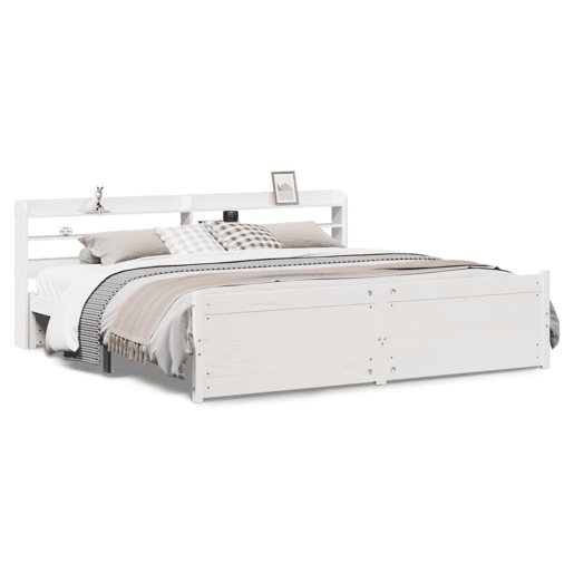 Estrutura De Cama Dupla para adultos c cabeceira - 180x200 cm branco Estrutura De Cama Dupla para adultos c cabeceira - 180x200 cm branco