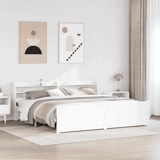 Estrutura De Cama Dupla para adultos c cabeceira - 180x200 cm branco Estrutura De Cama Dupla para adultos c cabeceira - 180x200 cm branco