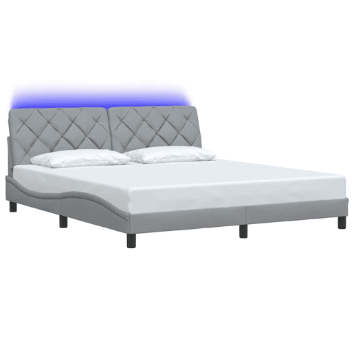 Estrutura de cama de casal simple com LED - 180x200 cm tecido