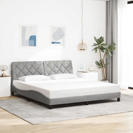 Estrutura de cama de casal simple com LED - 180x200 cm tecido