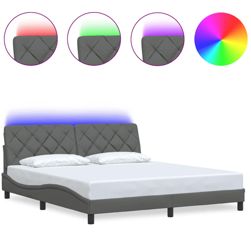 Estrutura de cama de casal simple com LED - 180x200 cm tecido