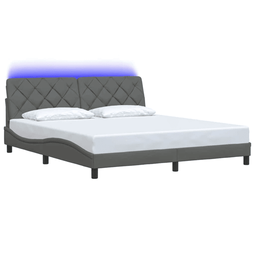 Estrutura de cama de casal simple com LED - 180x200 cm tecido