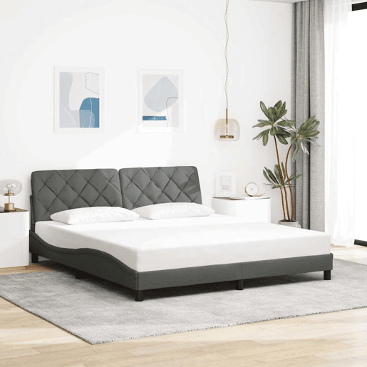 Estrutura de cama de casal simple com LED - 180x200 cm tecido