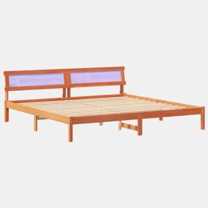 Estrutura de cama de casal simple com cabeceira - Marrom Cera 200 x 200 cm