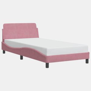 Estrutura de cama de solteiro para adultos com cabeceira Dover 100x200 cm veludo rosa