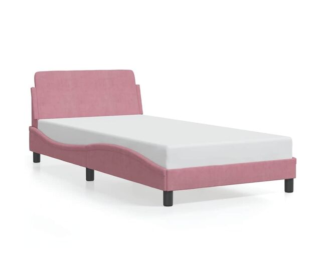 Estructura de cama individual para adultos con cabecero dover terciopelo rosa 100x200 cm
