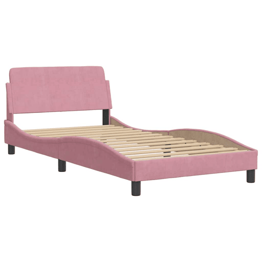 Estrutura de cama de solteiro para adultos com cabeceira Dover 100x200 cm veludo rosa