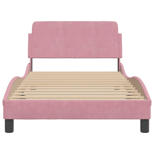 Estrutura de cama de solteiro para adultos com cabeceira Dover 100x200 cm veludo rosa