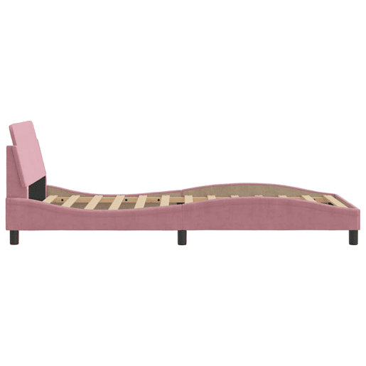 Estrutura de cama de solteiro para adultos com cabeceira Dover 100x200 cm veludo rosa