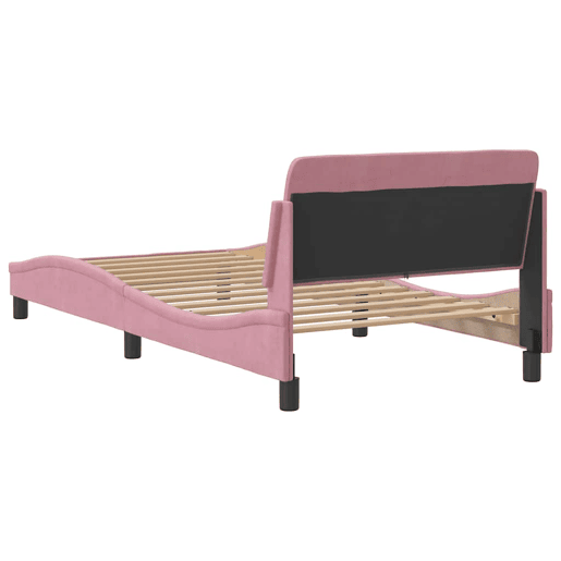 Estrutura de cama de solteiro para adultos com cabeceira Dover 100x200 cm veludo rosa