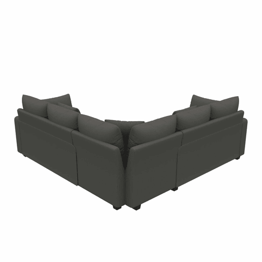 Sofá de canto em L com 5 lugares - LED, porta USB, tecido de veludo cotelê macio e almofadas incluídas - Cinza