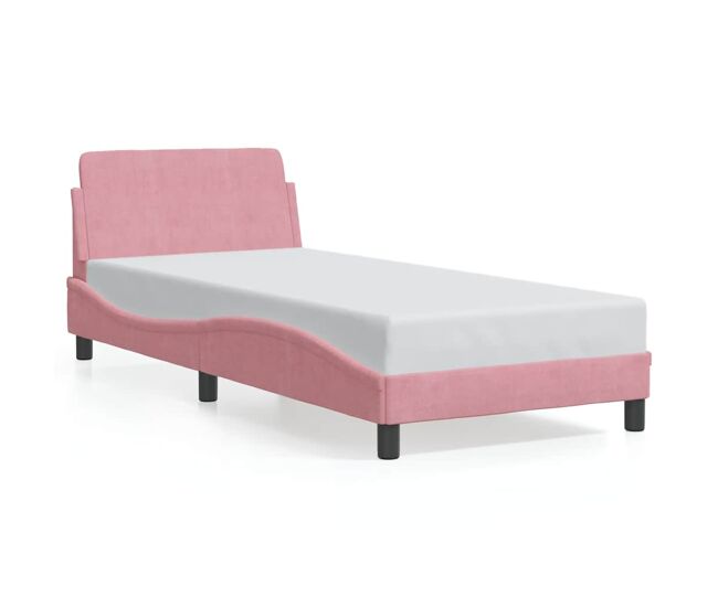 Estructura de cama individual para adultos con cabecero dover terciopelo rosa 90x200 cm