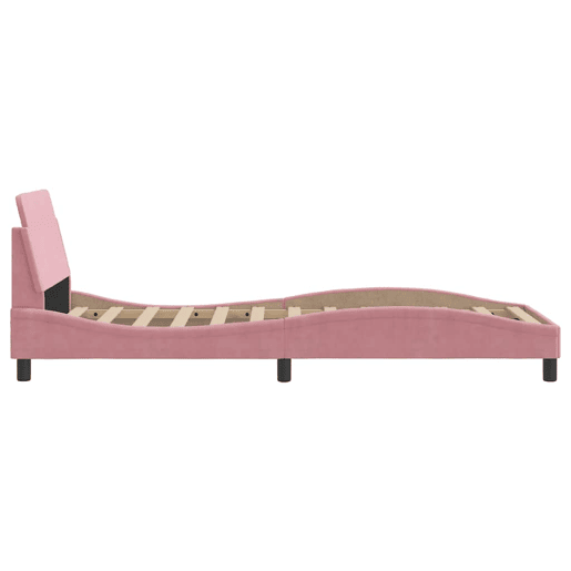 Estrutura de cama de solteiro para adultos com cabeceira Dover 90x200 cm veludo rosa