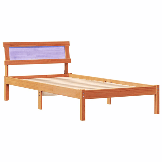 Estrutura de cama de solteiro moderno com cabeceira - Marrom Cera 75 x 190 cm