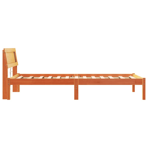 Estrutura de cama de solteiro moderno com cabeceira - Marrom Cera 75 x 190 cm