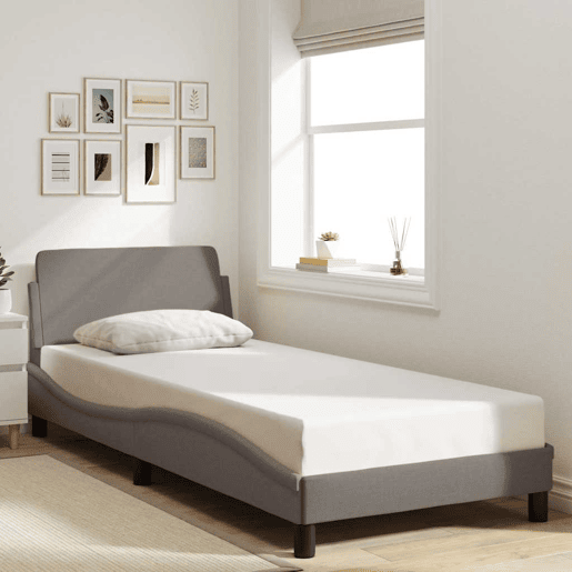 Estrutura de cama de solteiro para adultos com cabeceira Dover tecido 90x190 cm