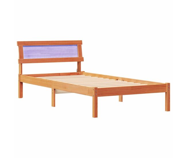 Estructura de cama individual para adultos con cabecera - marrón cera 100 x 200 cm