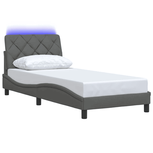 Estrutura de cama de solteiro para adultos com LED 80x200 cm tecido