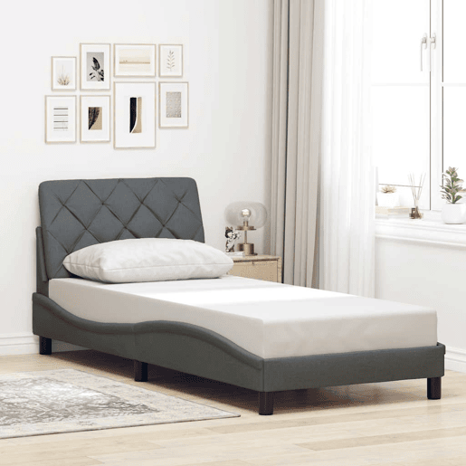 Estrutura de cama de solteiro para adultos com LED 80x200 cm tecido
