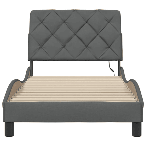 Estrutura de cama de solteiro para adultos com LED 80x200 cm tecido
