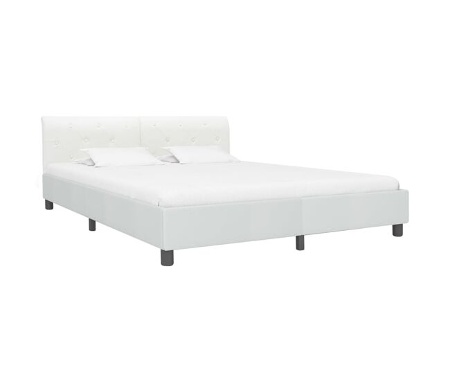 Estructura de Cama Doble matrimonial de cuero sintético blanco 180x200 cm