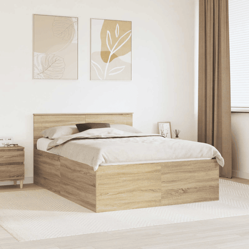 Estrutura da Cama de casal moderno com cabeceira Carvalho Sonoma 150 x 200 cm