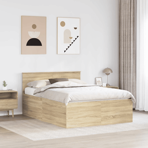 Estrutura da Cama de casal moderno com cabeceira Carvalho Sonoma 150 x 200 cm