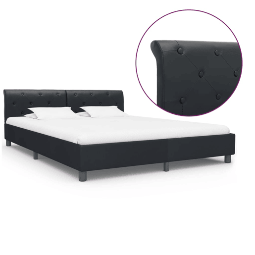 Estrutura De Cama De Casal Simple - 180x200 cm couro artificial preto