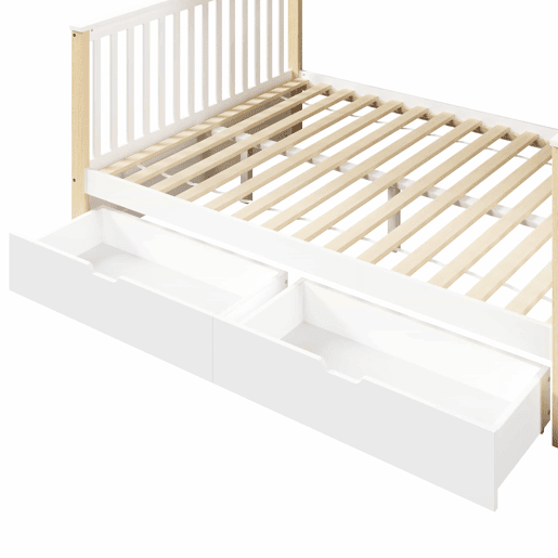 Cama de beliche 90x200 cm e 140x200 cm - Com gavetas, arrumação, multifuncional - Branco + Natural