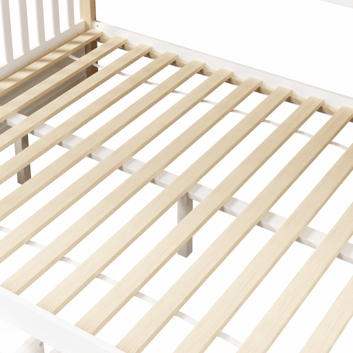Cama de beliche 90x200 cm e 140x200 cm - Com gavetas, arrumação, multifuncional - Branco + Natural