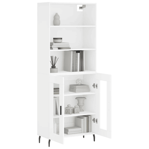 Armário alto - Bufete - Móvel de apoio 69,5x34x180 cm derivados de madeira branco pt627